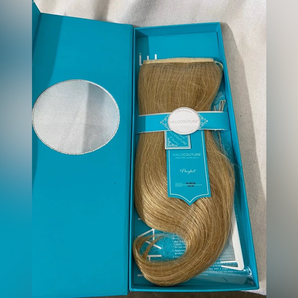 Halo Couture Ponytail Extensions 16 Inch Remy Human Hair Blonde 14-24 New